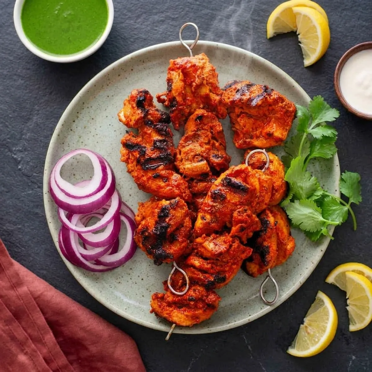 Tandoori Chicken and Chicken Tikka from the clay oven at Green Chili Crowfoot, Calgary